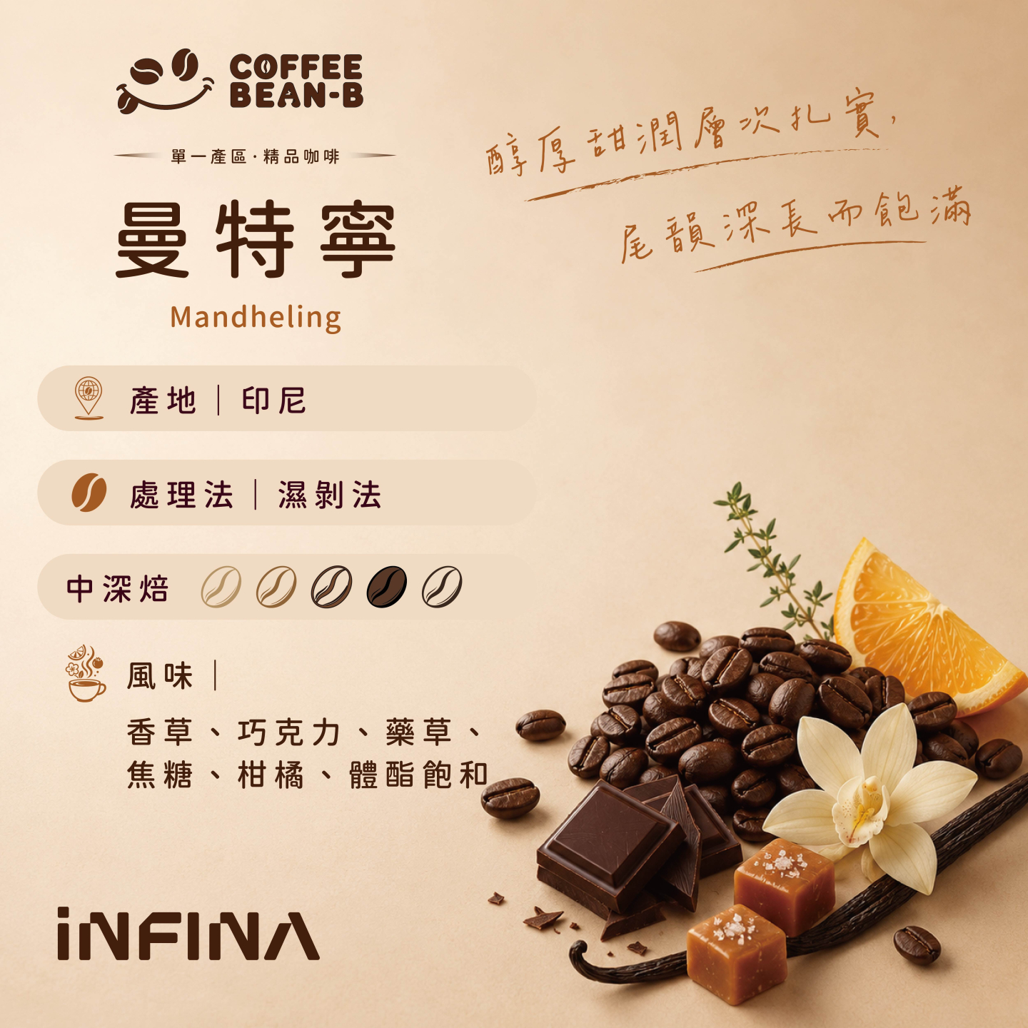 COFFEE BEAN-B 精品咖啡豆、濾掛(中深焙)